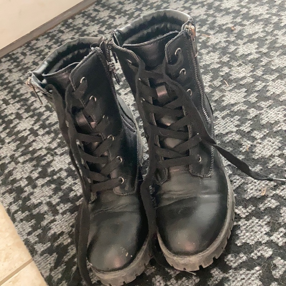 Used Madden Girl Black Combat Boots